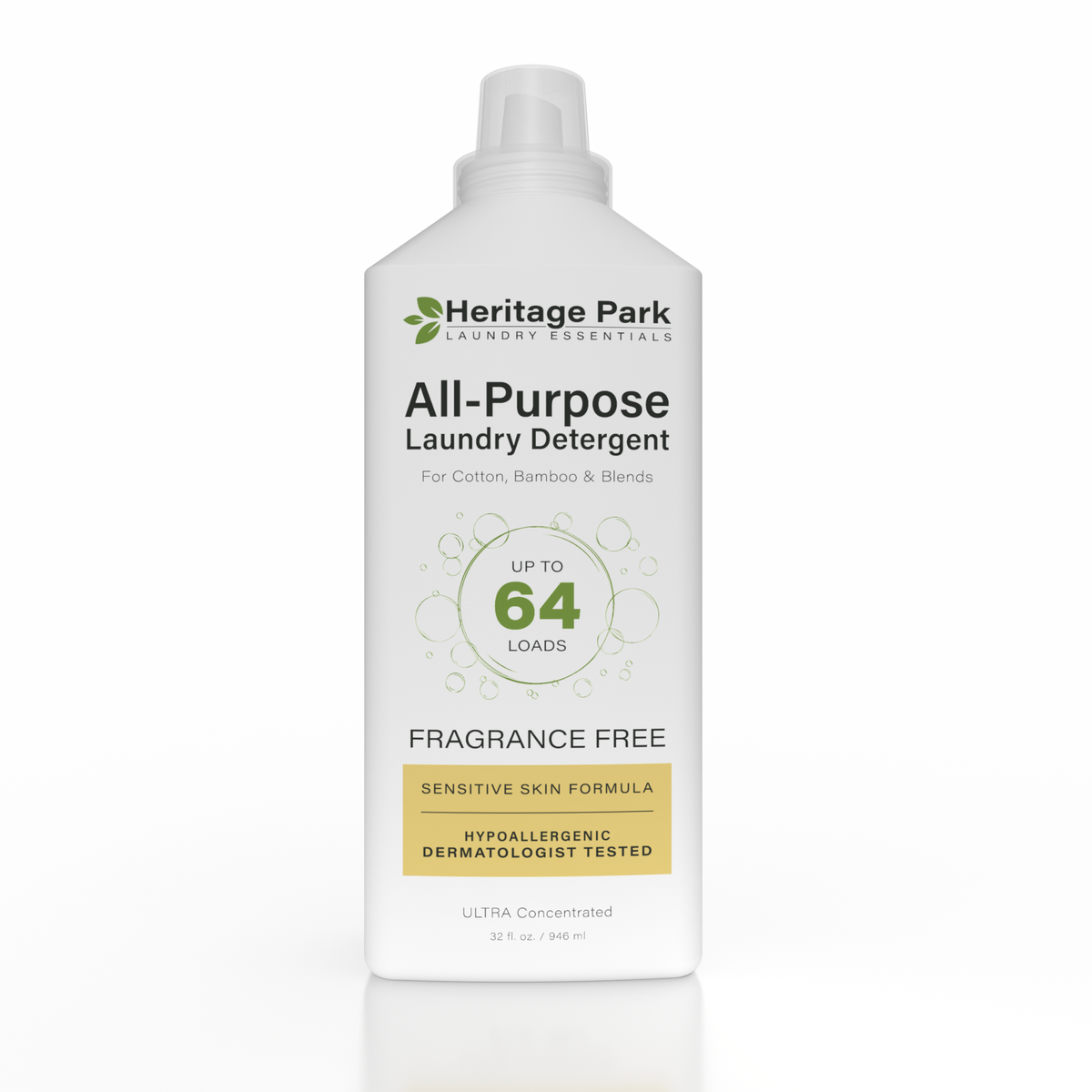 32 oz bottle of Heritage Park  Fragrance Free All-Purpose Laundry Detergent