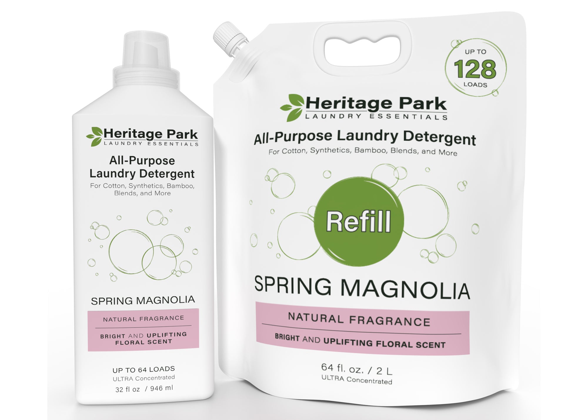 Heritage Park All-Purpose Spring Magnolia Laundry Detergents - 32oz and 64oz Refill