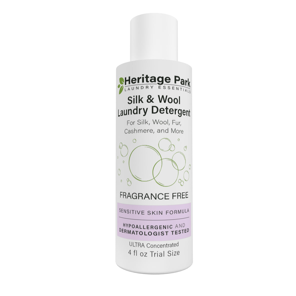 4 oz Heritage Park Fragrance Free Silk & Wool Laundry Detergent bottle