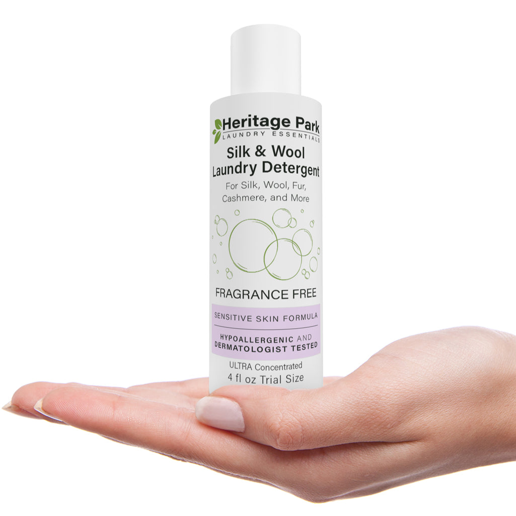 4 oz Heritage Park Fragrance Free Silk & Wool Laundry Detergent bottle