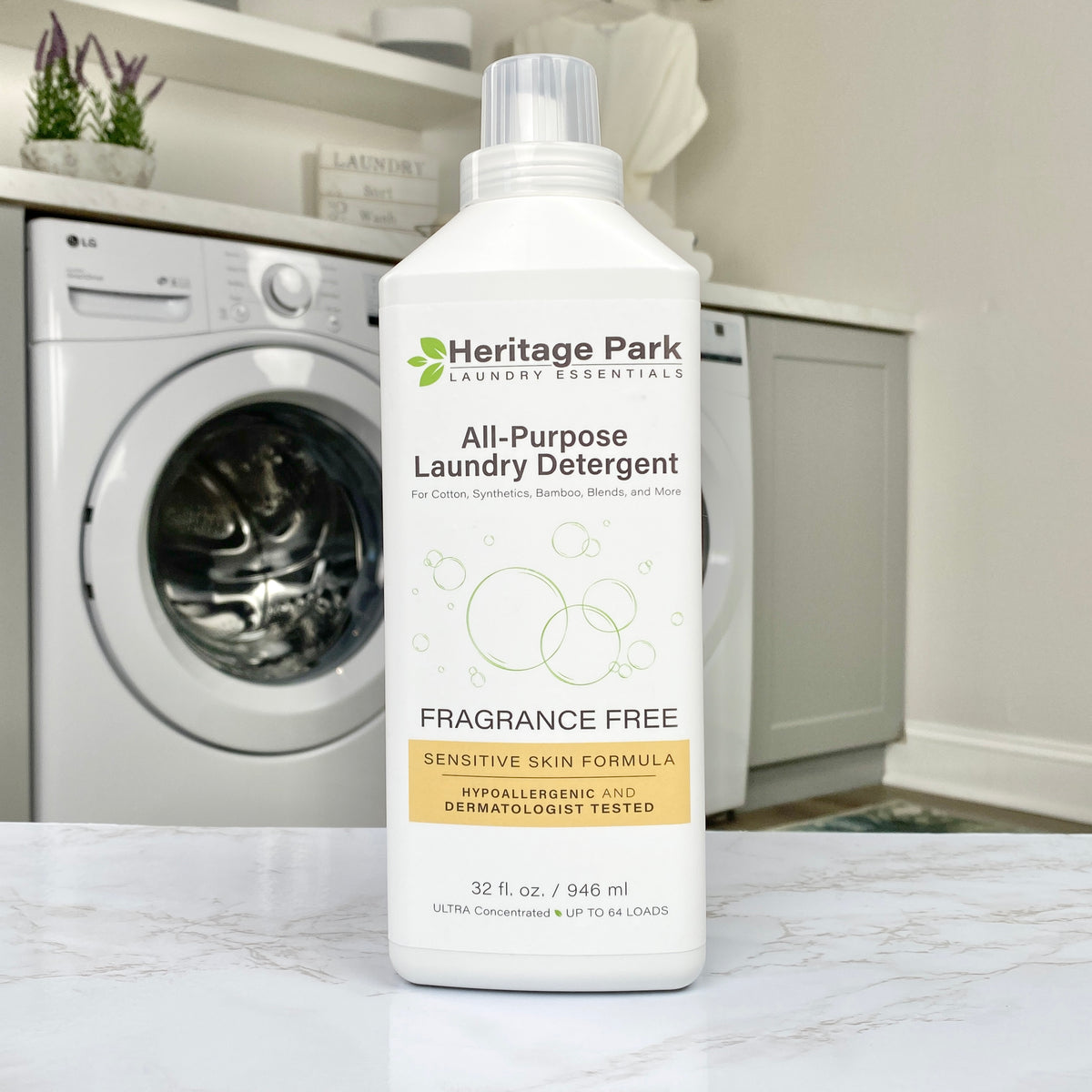 Heritage Park Fragrance Free All-Purpose Laundry Detergent 32 oz in laundry room