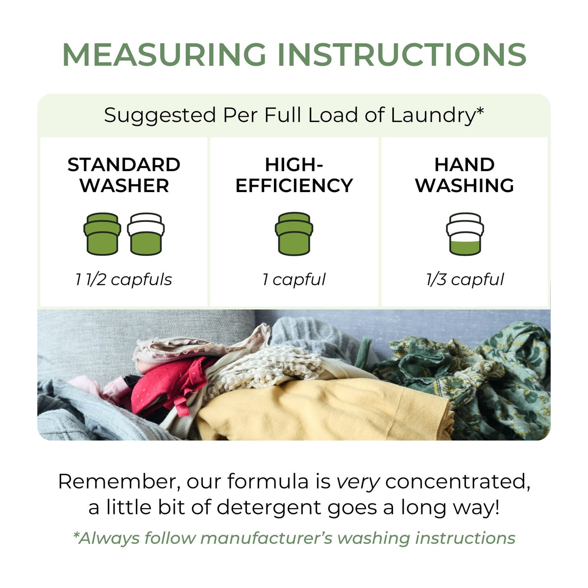 Measuring instructions for Heritage Park Laundry Detergent