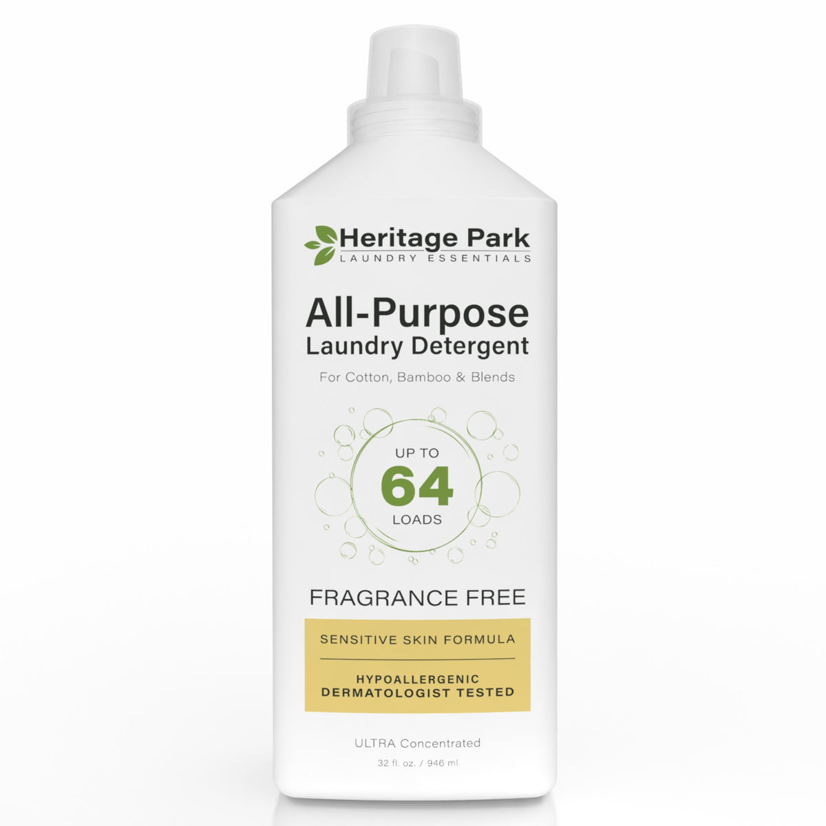 32 oz bottle of Heritage Park  Fragrance Free All-Purpose Laundry Detergent 