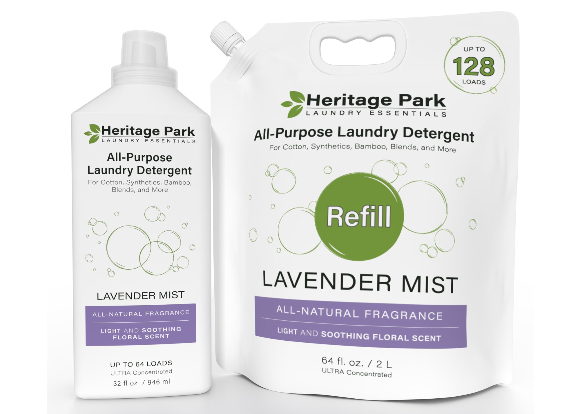 Heritage Park All-Purpose Lavender Mist Laundry Detergents - 32oz and 64oz Refill