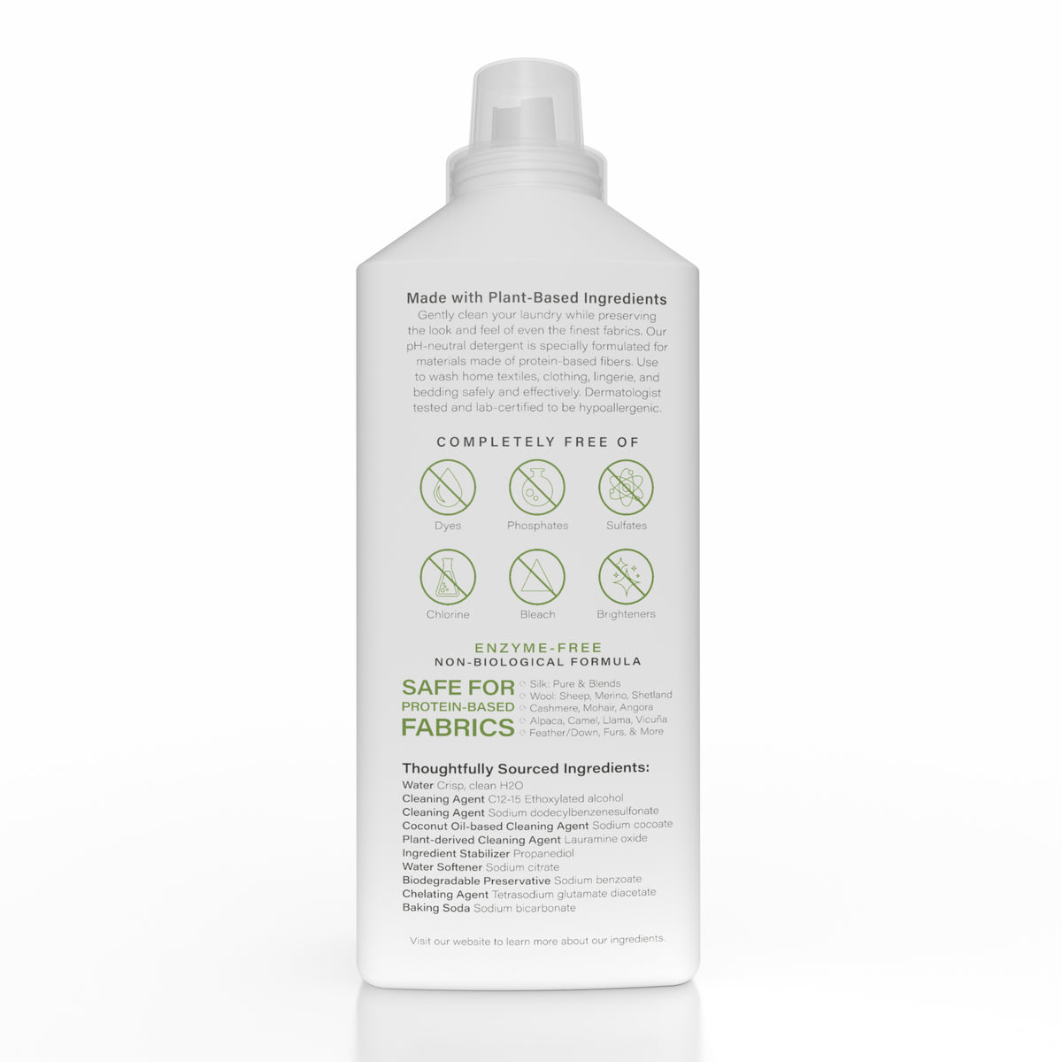 Back of the Heritage Park Fragrance Free Silk &amp; Wool Laundry Detergent bottle