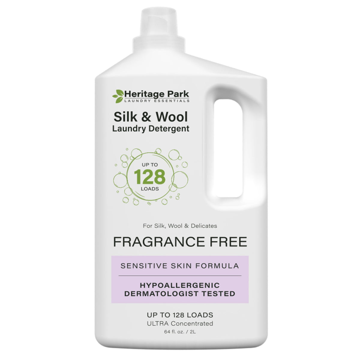 64 oz bottle of Heritage Park Fragrance Free Silk &amp; Wool Laundry Detergent