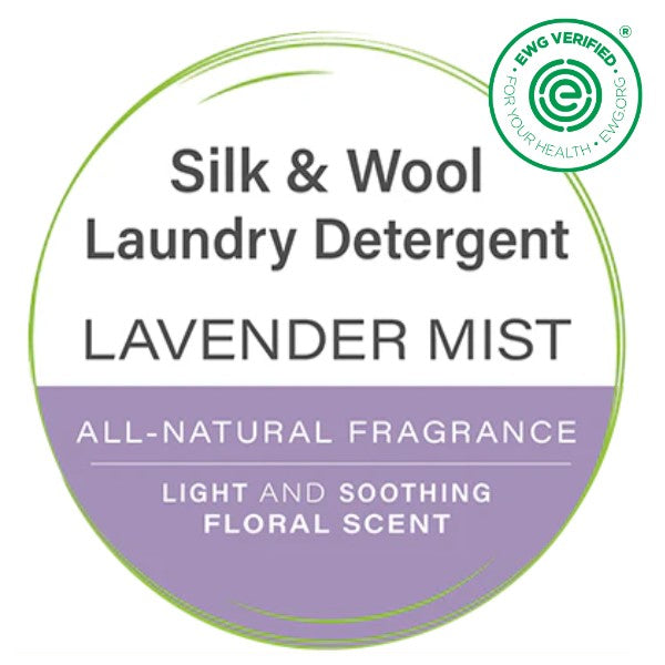 Silk and Wool Lavender Mist Label in Green Bubble with EWG Verification Tag