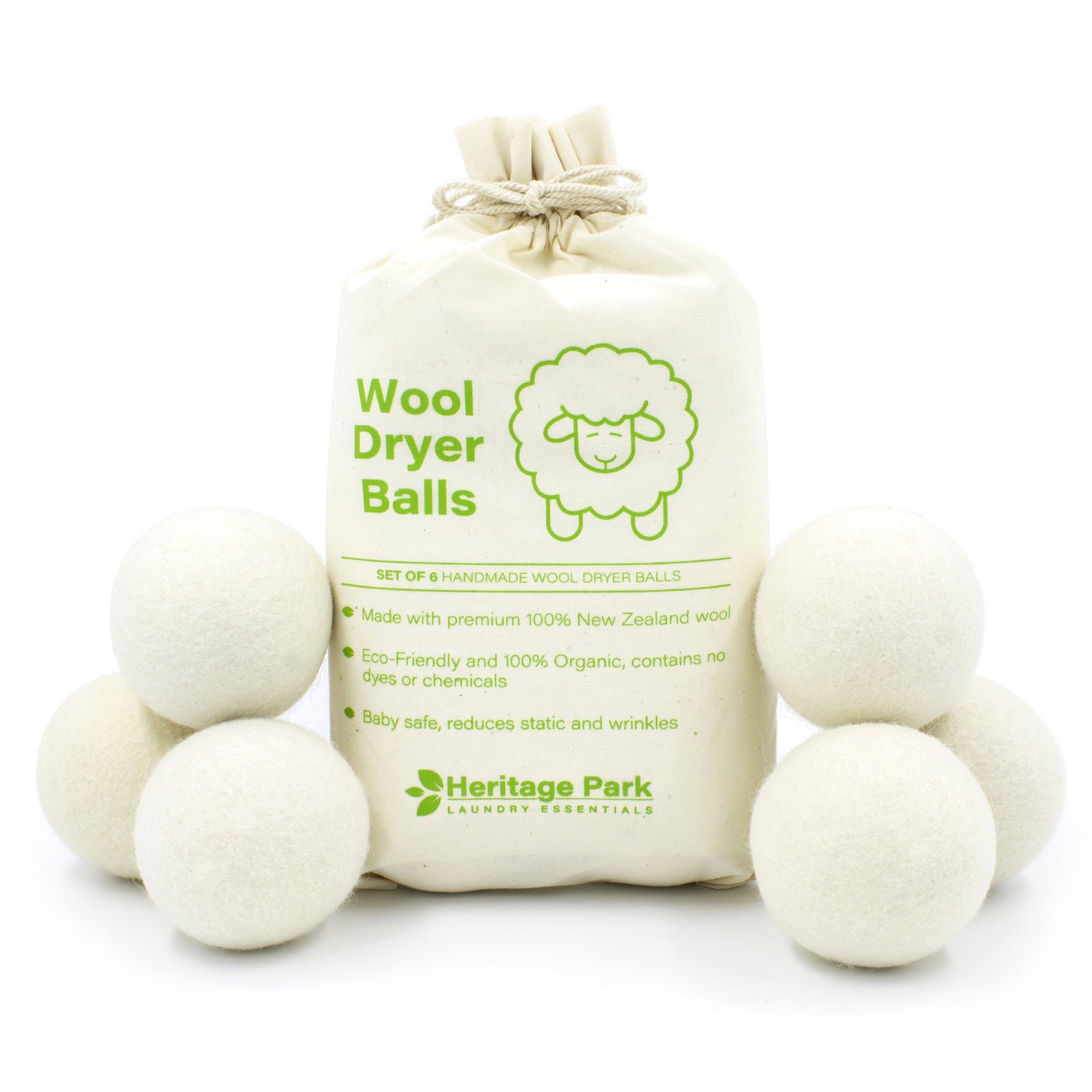 Heritage Park Wool Dryer Balls  pack of 6 balls